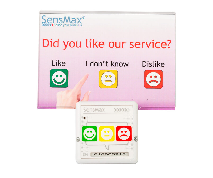 SensMax L3 — botão de avaliação de satisfação do cliente com três smileys