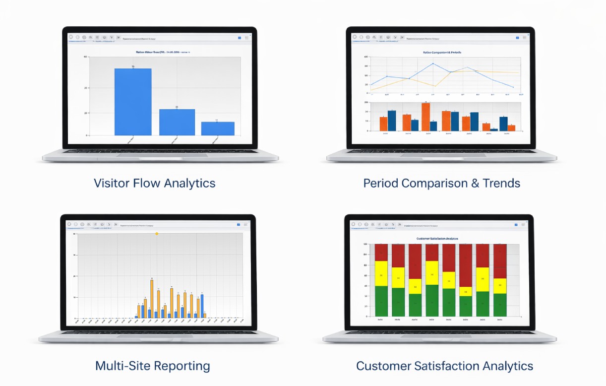 Dashboard SensWeb com gráficos de contagem de visitantes por hora e por dia